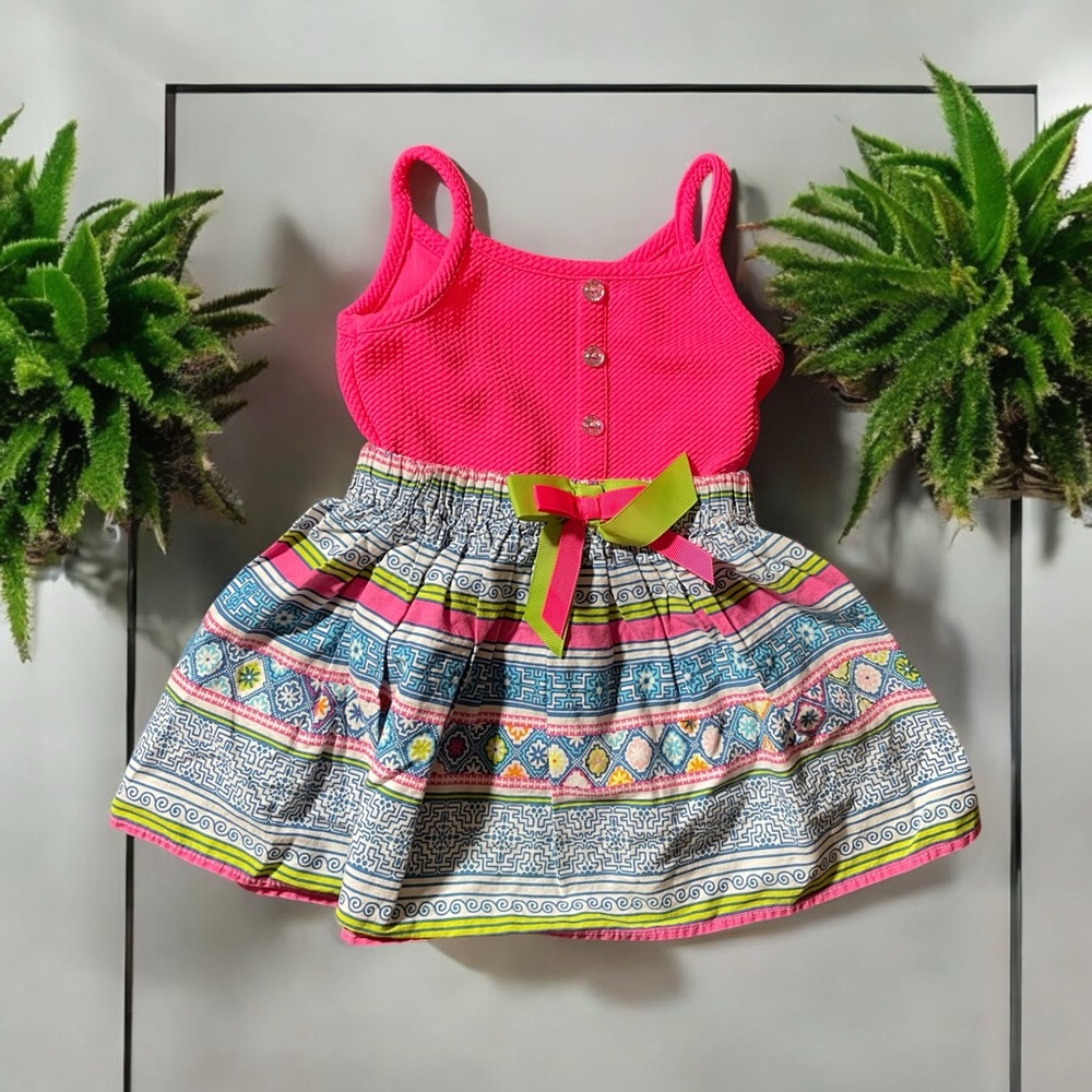 💕Bright Colorful SummerDress w/Crystal buttons 2T